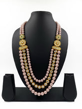 Real Rose Pink Shell Pearls And Kundan Beads Mala Necklace For Men And Women Beads Jewellery
